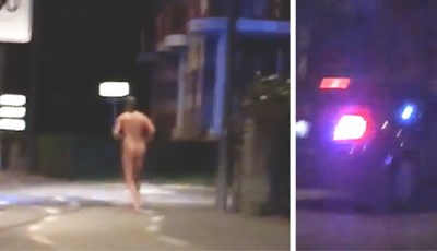 Video: jongeman naakt op de vlucht voor politie in centrum Hasselt