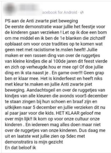 Hagenaar (49) dreigt zich op te blazen om op te komen voor sinterklaastraditie