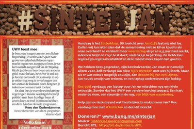 Inzameling voor verstandelijke beperkte Jan die bonus misloopt: wildvreemden bieden hulp aan