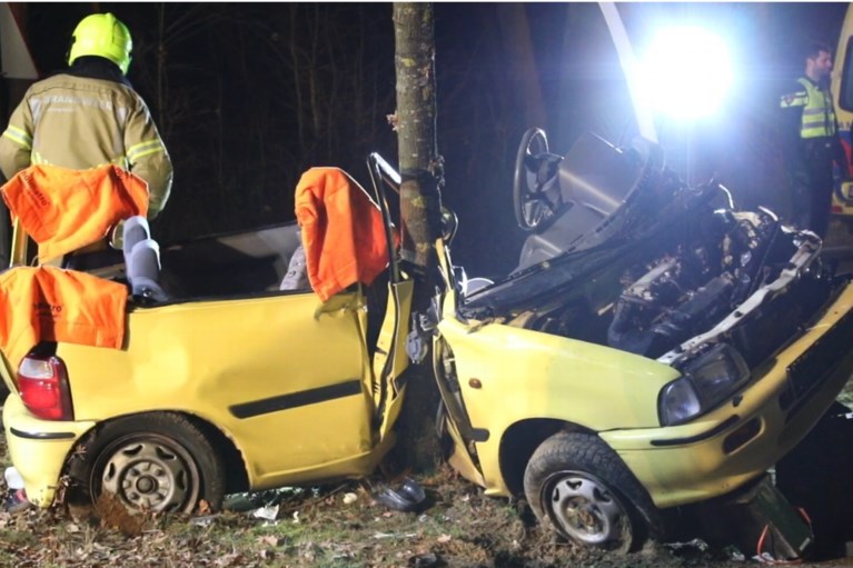 Auto botst hard tegen boom: bestuurder zwaargewond