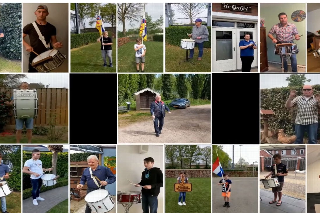 Drumband schutterij Grathem speelt mars zonder bij elkaar te komen - De Limburger