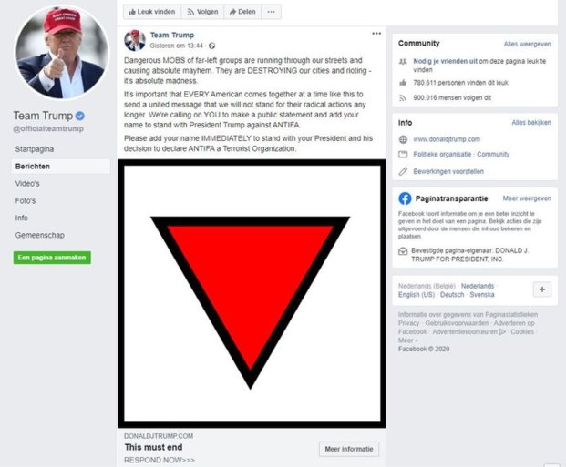 Facebook verwijdert advertentie waarin Trump nazi-symbool gebruikt
