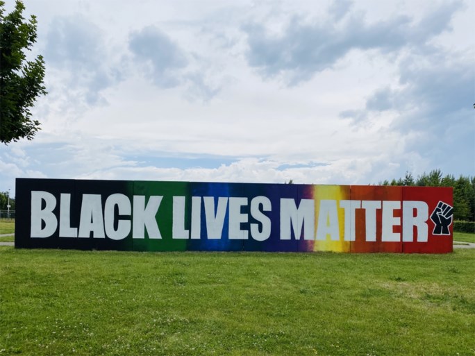Black Lives Matter muurschildering beklad in Heerlen