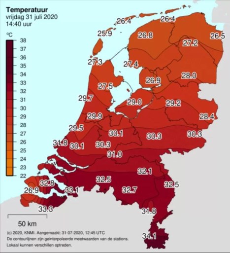 Tropische 31 juli breekt hitterecords: sinds eerste metingen nog nooit zó warm