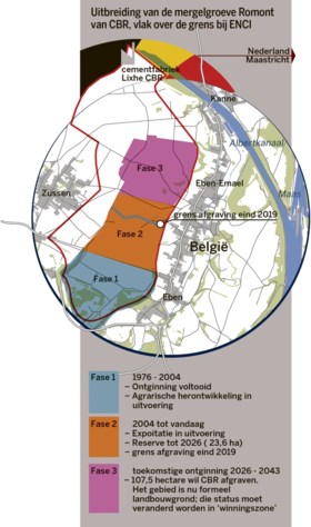 Vlak na de sluiting van ENCI wil cementfabriek CBR groeve net over de grens fors uitbreiden
