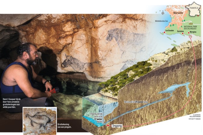 Prehistorische grot van Cosquer wordt langzaam opgeslokt door zee: unieke muurschilderingen bedreigd