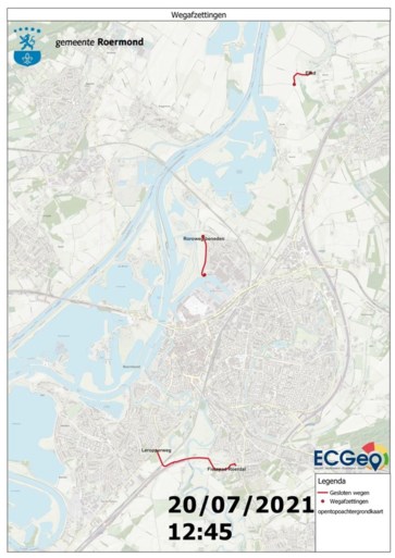 Nog enkele wegen gesloten in Roermond