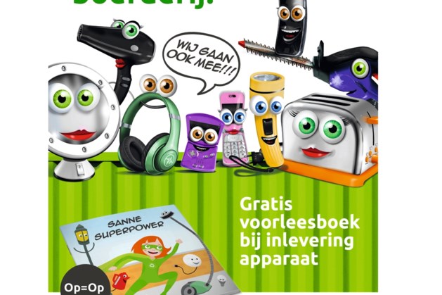 Gratis voorleesboekje bij Kinderboerderij Op den Bies in ruil voor afgedankte apparaten tijdens Nationale Recycleweek
