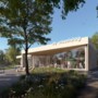 Eerste ontwerp nieuw zwembad Blerick: meerdere gebouwblokken met veel glas