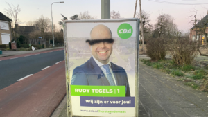 Verkiezingsborden CDA’er Rudy Tegels vernield in Sevenum: ‘Dat risico loop je altijd’