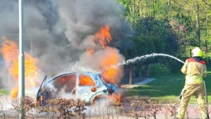 Auto brandt volledig uit in Venray: vlammen slaan metershoog uit voertuig