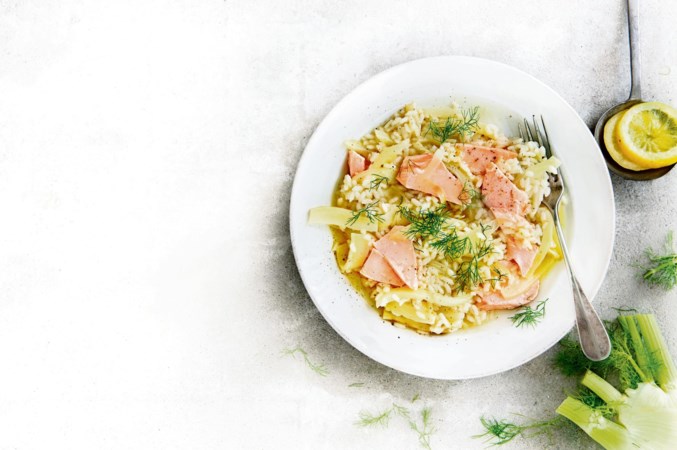 Betuig je liefde voor venkel met deze risotto met zalmvlokken
